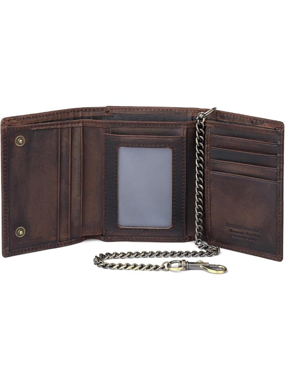 Genuine Leather Trifold Chain Wallet for Men, RFID Blocking, Anti-Theft Biker
